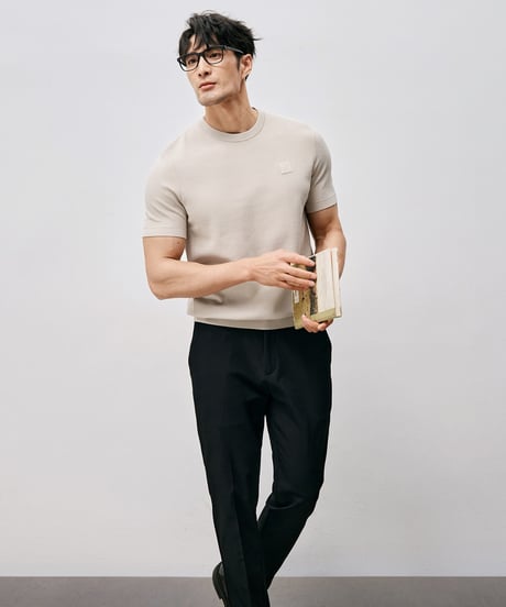 cotton jacquard t-shirt /2color　SH2546