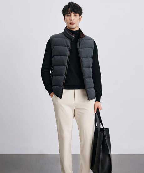 modal wool white goose down vest /2color　SH2403