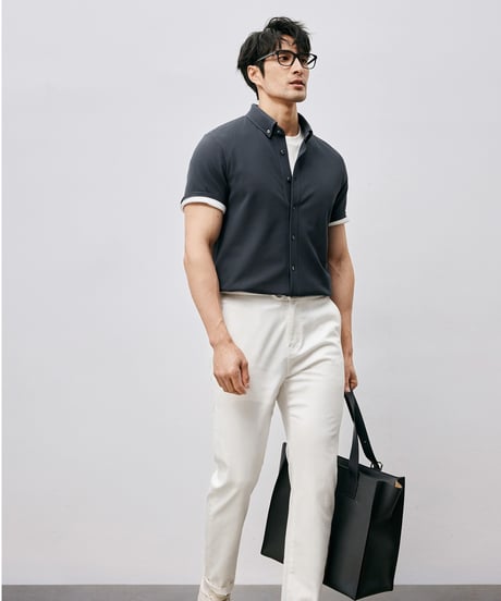 cotton piqué slim shirt /2color　SH2488