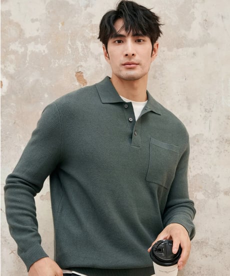 Cashmere wool lapel sweater /2color　SH2388