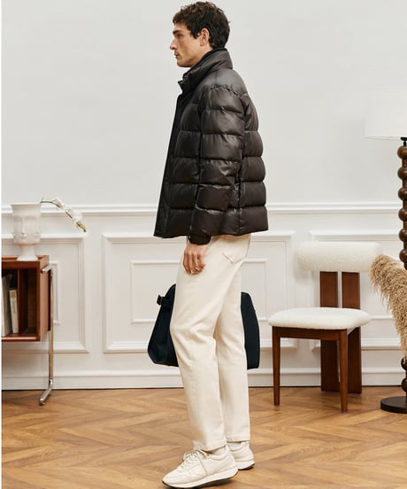 white goose down leather jacket　SH2575