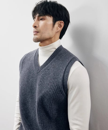 sweater sleeveless V neck wool /3color　SH2233
