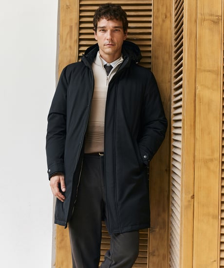 white goose down jacket medium hood /2color　SH2569