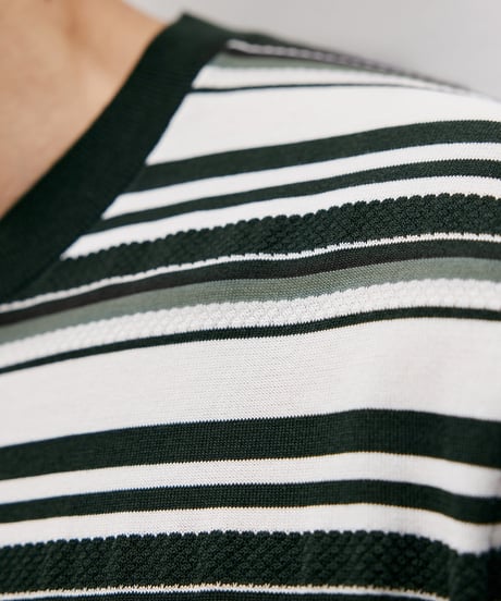mulberry silk striped t-shirt /2color　SH2557
