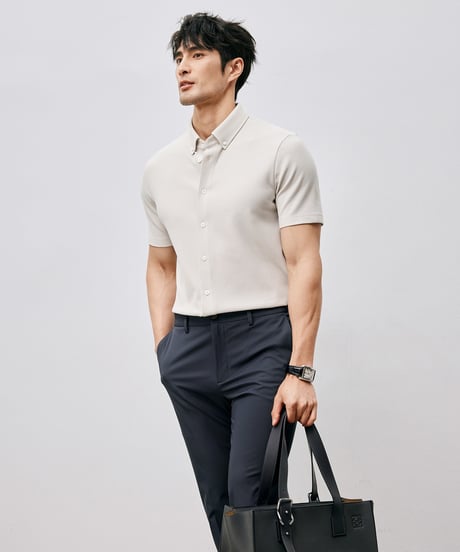 cotton piqué slim shirt /2color　SH2488