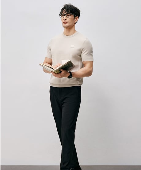 cotton jacquard t-shirt /2color　SH2546