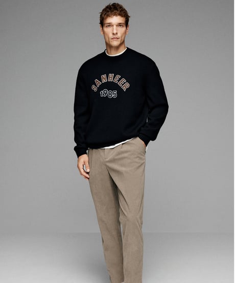 round neck sweater in wool /2color　SH2638