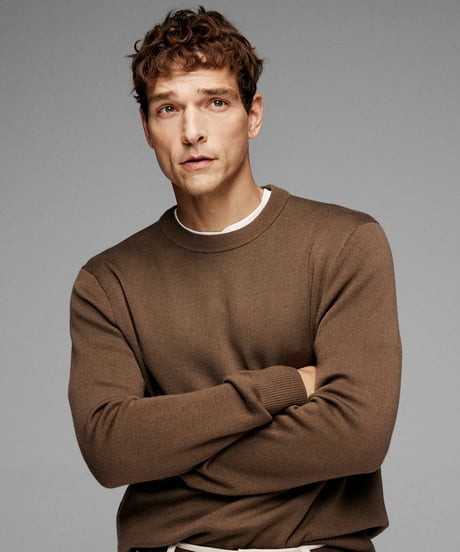 round neck sweater in wool /4color　SH2649