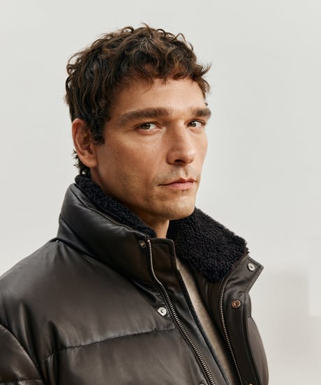 white goose down leather jacket　SH2575