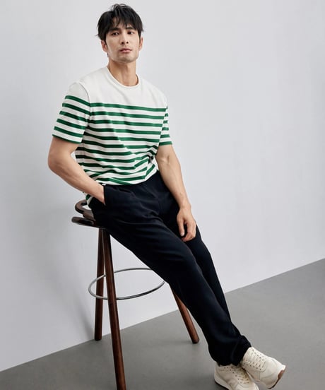 casual pants with elastic waistband straight fit　SH2125