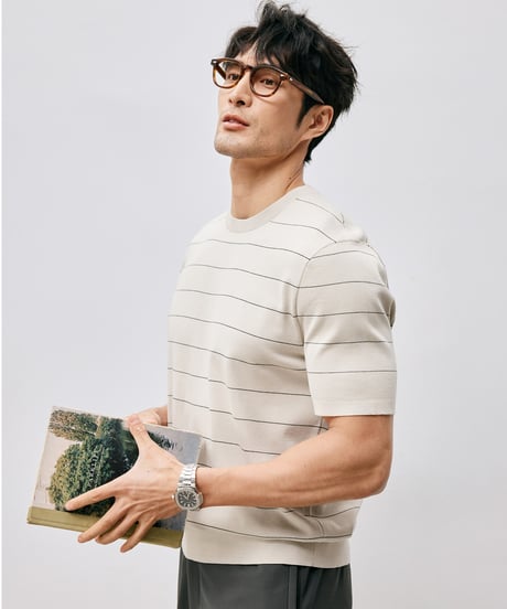 round neck knit short sleeve t-shirt /2color　SH2495