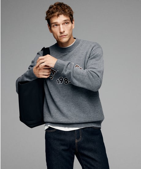 round neck sweater in wool /2color　SH2638