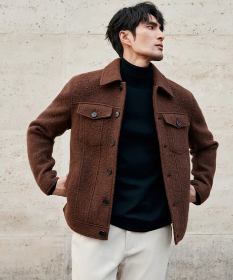 lapel denim jacket wool 100% /2color　SH2383