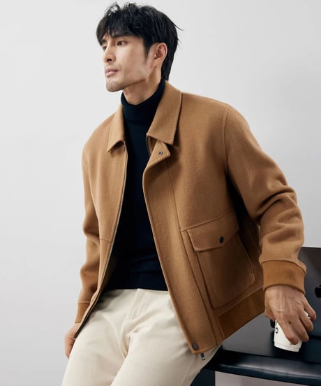 short jacket lapel wool /3color　SH2243