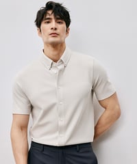 cotton piqué slim shirt /2color　SH2488