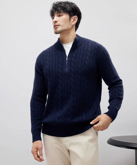 cashmere sweater half height zipper /2color　SH2194