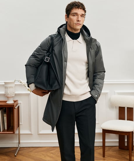 white goose down jacket medium hood /2color　SH2569