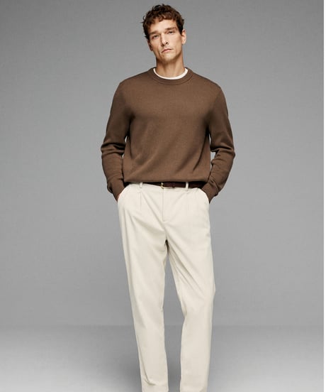 round neck sweater in wool /4color　SH2649
