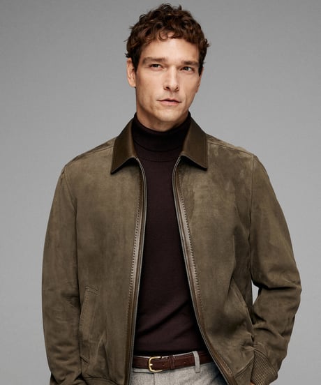 suede leather jacket with white goose down　SH2637