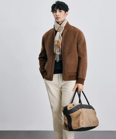 baseball collar wool tweed jacket /2color　SH2416