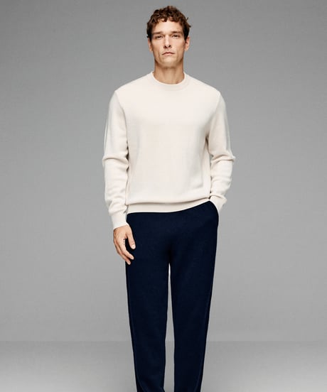 round neck sweater in wool /4color　SH2649