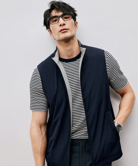 stand collar vest jacket /2color　SH2468