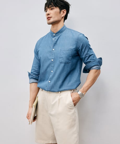 single pleated linen shorts　SH2529