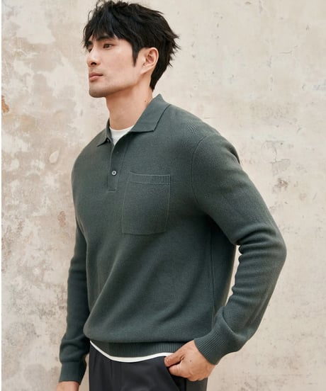 Cashmere wool lapel sweater /2color　SH2388
