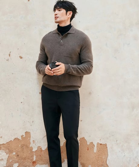 Cashmere wool lapel sweater /2color　SH2388