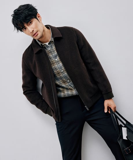 shirt long sleeves cotton checkered brushed　SH2601
