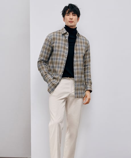 shirt long sleeves cotton checkered brushed　SH2601