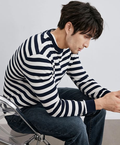 stripe round neck sweater　SH2306