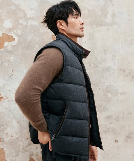modal wool white goose down vest /2color　SH2403
