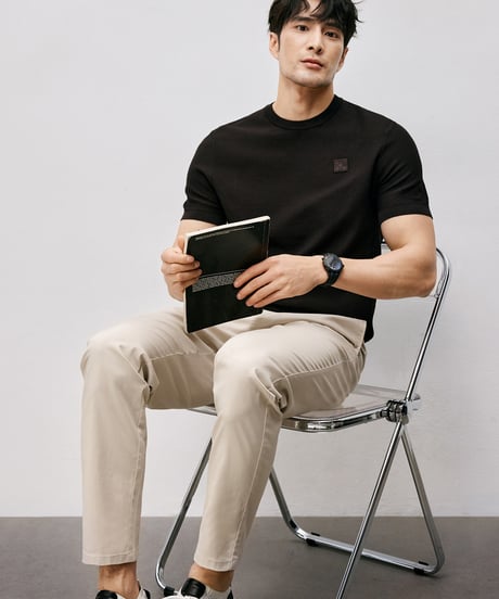 cotton jacquard t-shirt /2color　SH2546