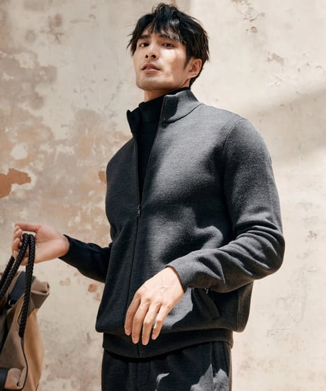 wool stand collar knit jacket /2color　SH2343