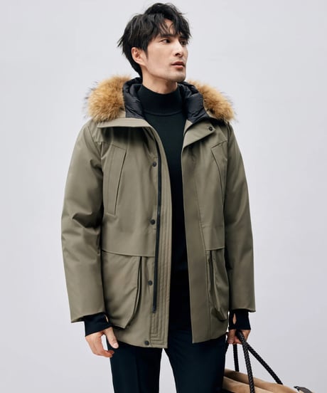 white goose hooded down jacket /2color　SH2433