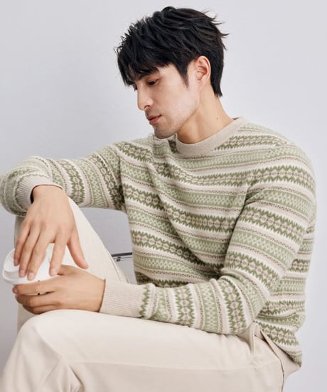 fair isle jacquard cashmere wool sweater　SH2342