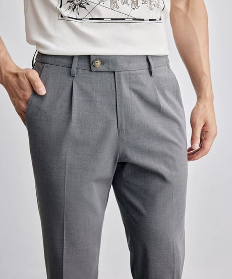 casual pants with single pleats /2color　SH2124