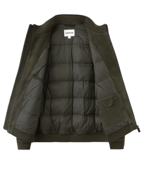 suede leather jacket with white goose down /2color　SH2594