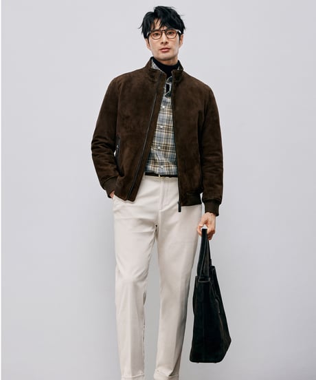 suede leather jacket with white goose down /2color　SH2594