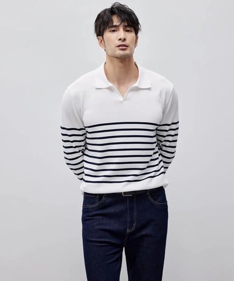 striped V neck sweater　SH2148