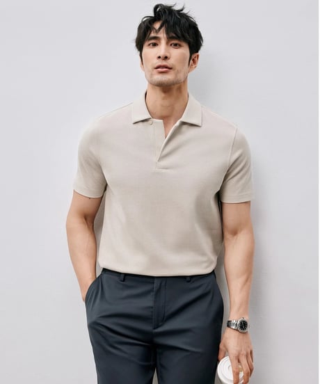 supima cotton lapel t-shirt /3color　SH2486