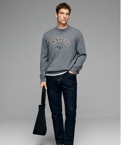 round neck sweater in wool /2color　SH2638