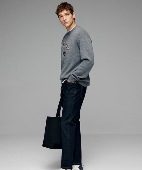 round neck sweater in wool /2color　SH2638