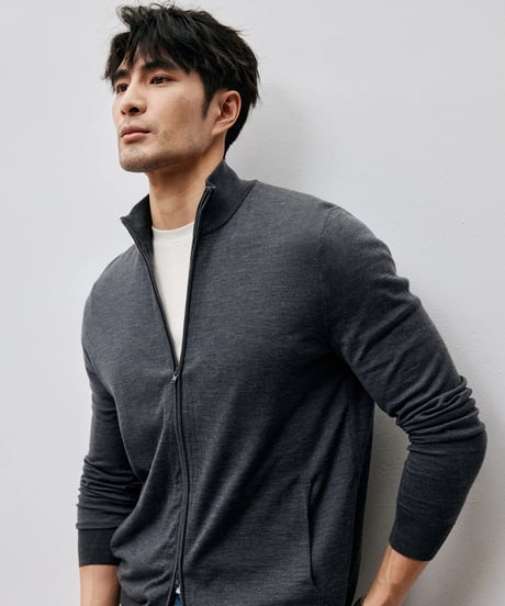 stand collar knit cardigan /2color　SH2449