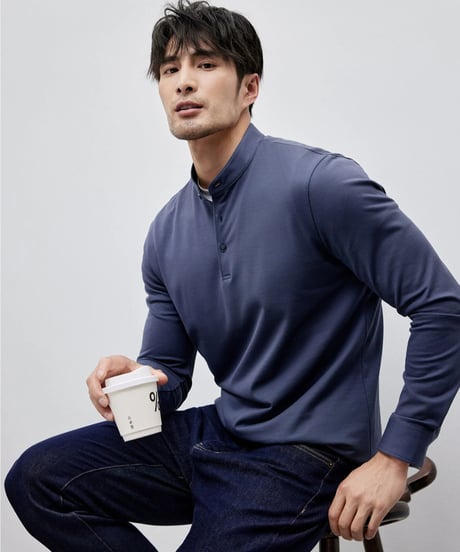 cotton henley collar t shirt /2color　SH2153