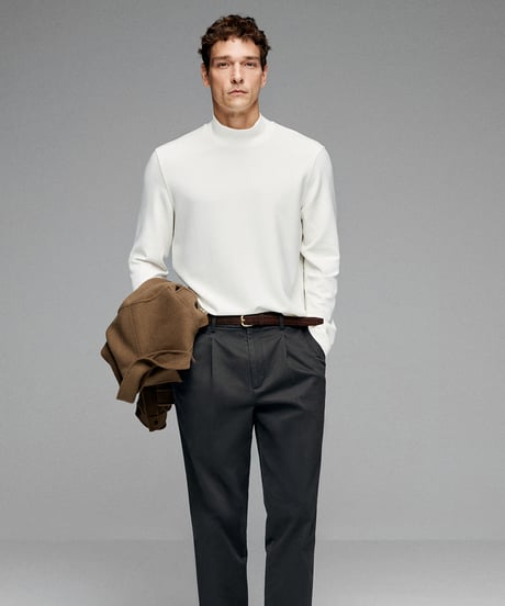 casual pants single pleat straight /2color　SH2606