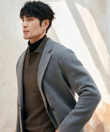 Cashmere wool lapel sweater /2color　SH2388