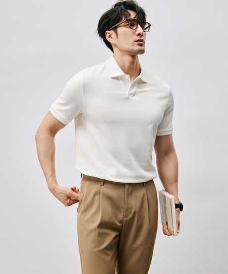 mulberry silk slim polo shirt /3color　SH2556