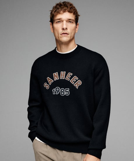 round neck sweater in wool /2color　SH2638